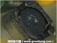 使用銀(Ag)鍍層的電源電感器(Power Inductors)，經(jīng)過推力測(cè)試后，零件端點(diǎn)上已經(jīng)看不到任何鍍層的痕跡了，所以其耐推力就比較小。