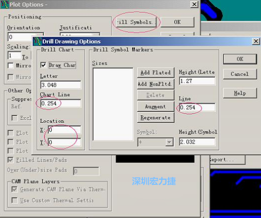 轉(zhuǎn)孔圖時也需在Customize Document欄點擊Option，在彈出的Plot Options-窗口中選擇Drill Symbols