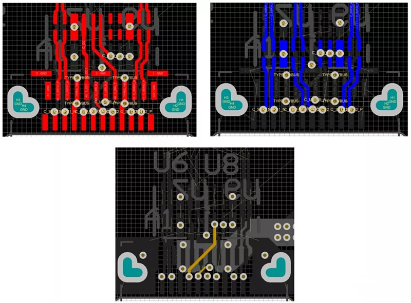 對(duì)SBU，USB2和CC1/2等信號(hào)做以下布線處理