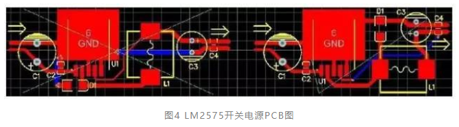 圖4 LM2575開(kāi)關(guān)電源PCB圖